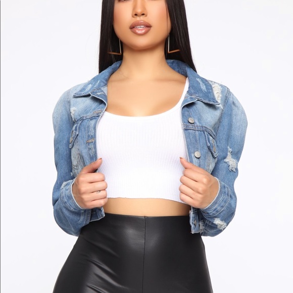 ripped cropped denim jacket